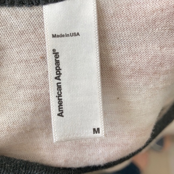 American Apparel M baseball jersey tee cream/gray - Picture 5 of 8